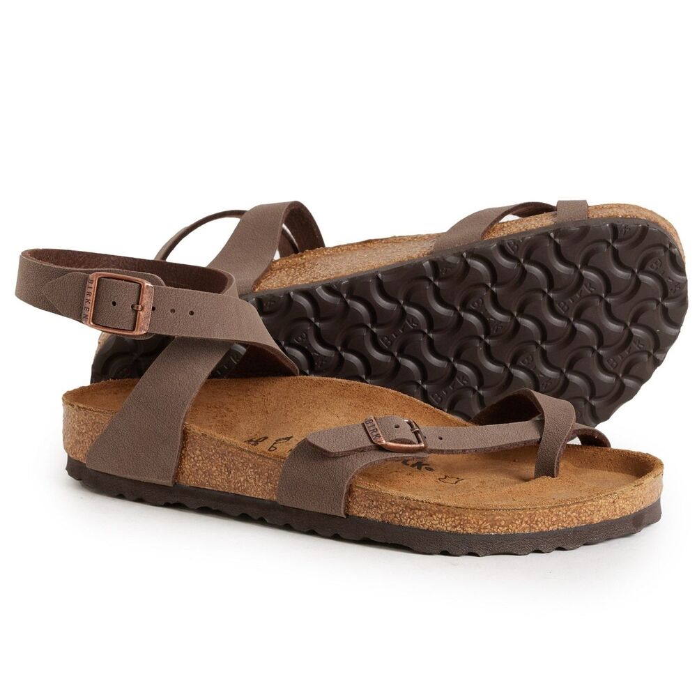 Birkenstock Yara Leather Ankle Strap Sandals Mocha NEW Reg Width - Picture 3 of 7